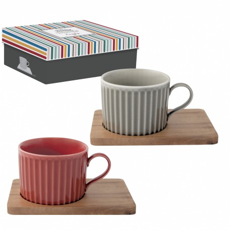 Coffret mugs BRISTROT DUO gris/rouge